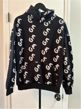 Alien Frens GM All Over Print Hoodie Pullover Size M Oversized Boxy Streetwear